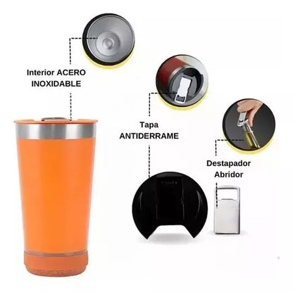 Vaso Térmico Con Parlante Bluetooth